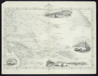 Polinésia ou ilhas no Oceano Pacífico, de uma série de mapas do mundo por John Tallis und Co., Nova York e Londres, década de 1850
